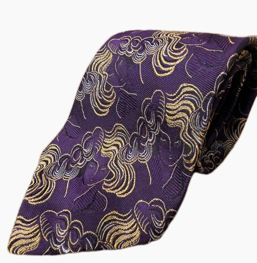 Tie Vintage Polo Ralph Lauren Neiman Marcus Silk USA Hand Made Female Gold Hair